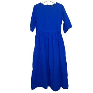 Piombo Women’s Cobalt Blue Cotton Summer Gauze Dress, Size Medium
